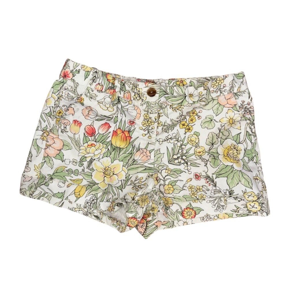 Gap Khaki Floral White Low Rise Chico Cotton Shorts Women’s 0 Preppy Spring